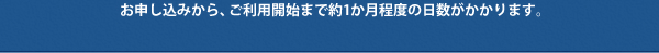 お申し込みから、ご利用開始まで約1か月程度の日数がかかります。