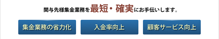 関与先様集金業務を最短・確実にお手伝いします。